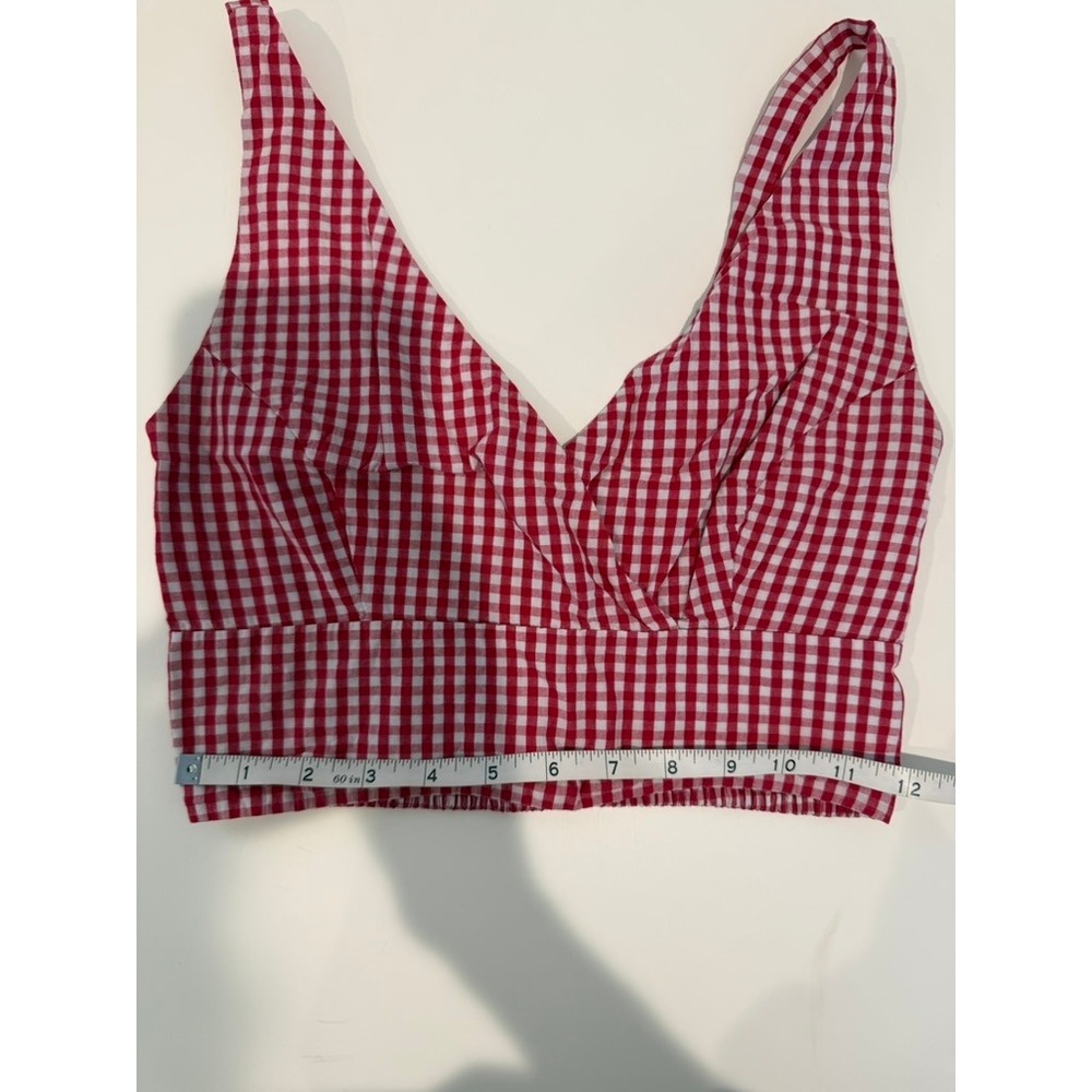 Brandy Melville Red Gingham Amara Crop Top Sweetheart Neckline, One Size - Picture 3 of 5